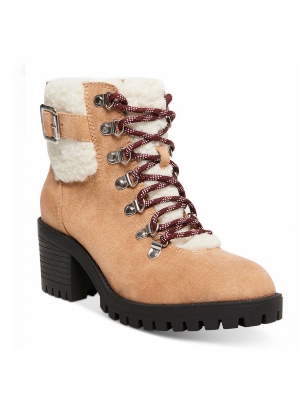 Madden Girl Tan Lug Sole Faux Fur Hiker Boots Size 9.5 Women’s Boots NEW